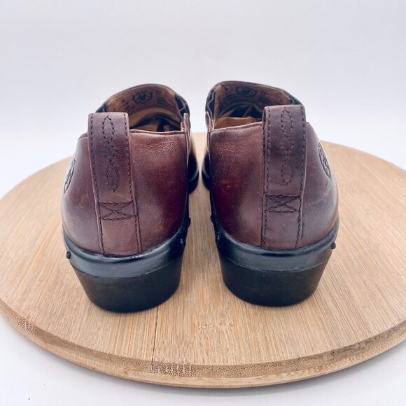 Ariat Shoes Womens 6 36 Brown Leather Slip On Paddock Clogs Western - Picture 8 of 12